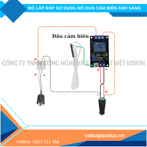 Bộ lắp ráp mạch điện điều khiển sử dụng mô đun cảm biến ánh sáng môn Công nghệ lớp 8
