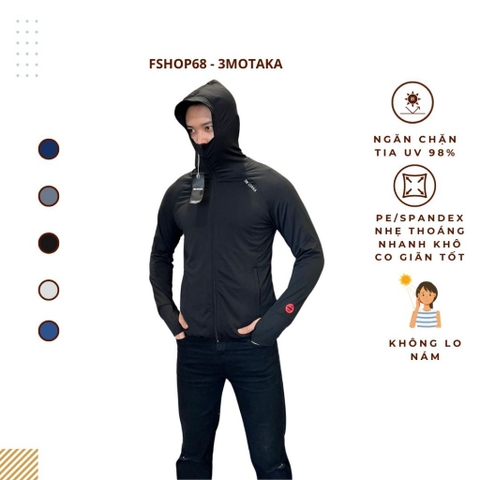 Áo chống nắng nam cao cấp 2 lớp 3M OTAKA  AMM16 Vải Aircool Max Spandex điều hoà, Mềm Mịn mát 2 Túi Có Khóa