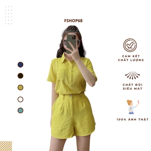 Bộ đũi sơ mi sóc hè Mialuci, ,có thể tách áo mặc đi làm giá quá hời ạ, chất đũi mát, ít nhăn HÀNG CHÍNH HÃNG DW2