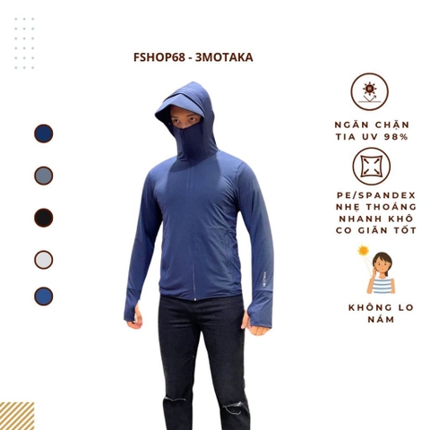 Áo Chống Nắng Nam 2 Lớp 3M OSAKA 50-90kg big size vải Aircool Max Chống Tia UV Lưới nách Thoáng Khí ,CHÍNH HÃNG  amm26