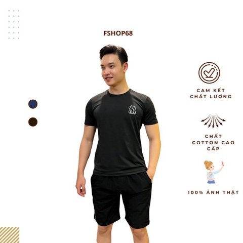 Bộ thể thao đùi nam mùa hè NY , áo thun cổ tròn 100% cotton + quần short chất thoáng mát dễ chịu bsmm2, set đồ nam vnxk