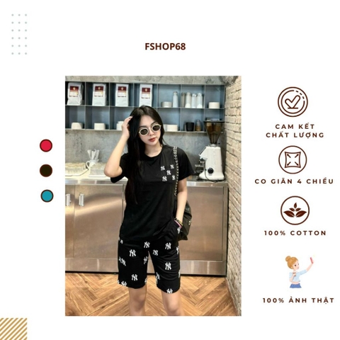 Bộ đồ lửng nữ MLB, form chuẩn, quần rộng cotton 100% co giãn 4 chiều, siêu thoáng mát mềm mịn BLWM2 a03