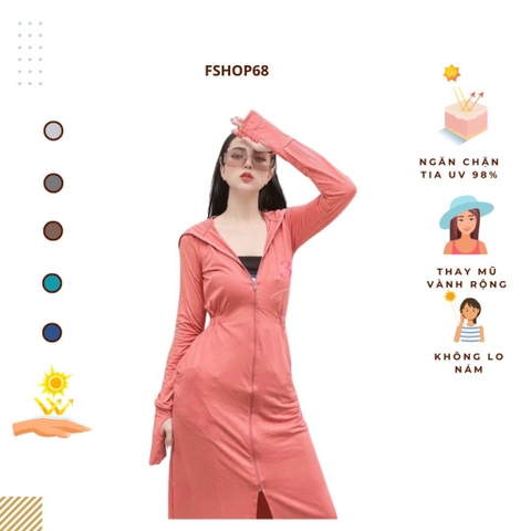 Váy chống nắng nữ toàn thân 1 lớp 3M Osaka chính hãng AWM9 Chất Aircool dễ chịu chống tia UPF 50++, sợi làm mát