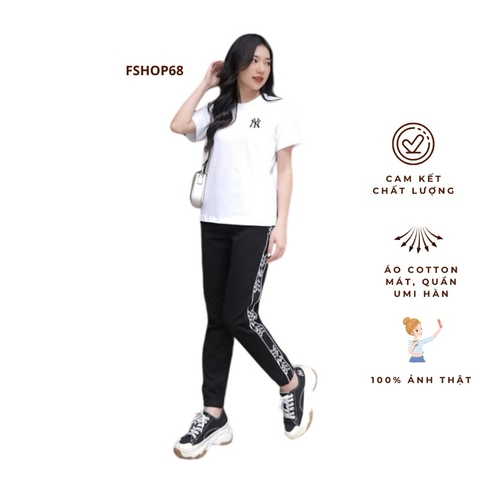 Bộ Quần Áo Thể Thao Mùa Hè Chất Áo Cotton 100% Co Giãn 4 Chiều, Quần Umi 2 Túi Có Khóa Dày Dặn set bộ mùa hè vnxk BDWM6