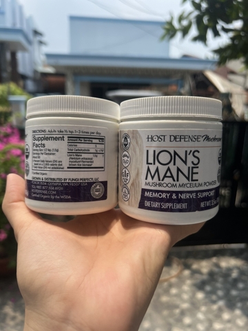 Bột Nấm Hầu thủ chay Host Defense Lion's Mane Mushroom Mycelium Powder 100g USA