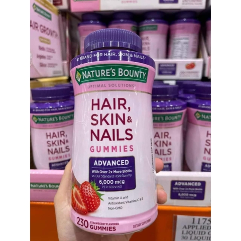 Kẹo Dẻo Nature's Bounty Hair Skin & Nails Gummies Advanced 6000mcg của Mỹ hộp 230 viên