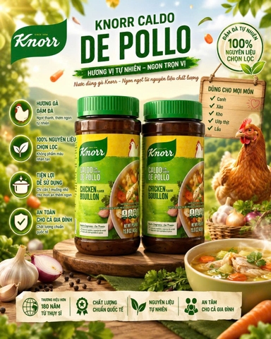 BỘT NÊM HẠT NÊM GÀ KNORR CALDO DE POLLO CHICKEN FLAVOR BOUILLON HỦ 1.14KG (1140G) CỦA MỸ