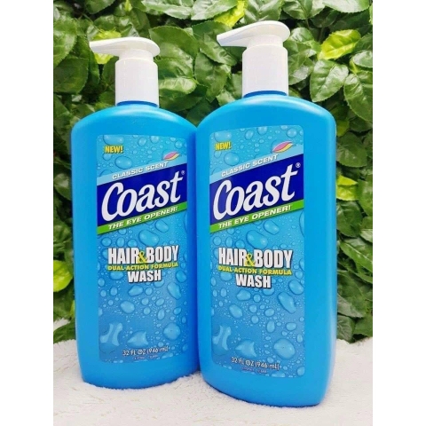 Sữa Tắm Gội cho Nam Coast Hair & Body 946ml có vòi và ko vòi của Mỹ