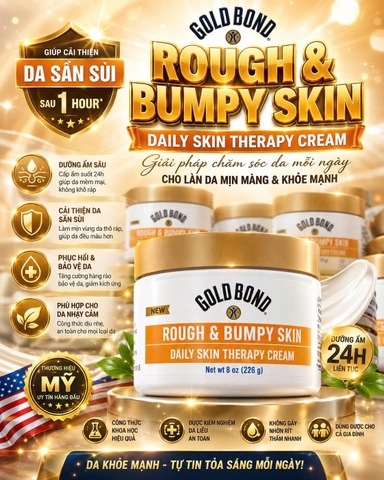 KEM DƯỠNG DÀNH CHO DA SẦN SÙI, VẢY NẾN, VIÊM LỖ CHÂN LÔNG GOLD BOND ROUGH & BUMPY SKIN DAILY SKIN THERAPY CREAM HŨ 226G CỦA MỸ
