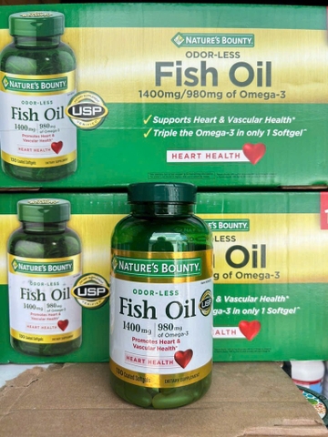 [HÀNG MỸ] Dầu Cá Không Mùi Fish Oil 1400mg 130 VIÊN NATURE 'S BOUNTY