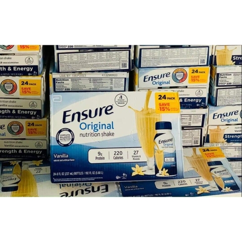 Sữa Ensure nước hương Vani Ensure Original Vanilla 237ml Thùng 24 chai của Mỹ