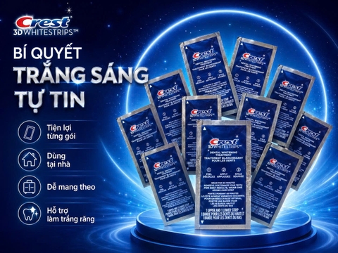[LEVEL 12 - 7/14 NGÀY DÁN] Miếng dán trắng răng Crest 3D Whitestrips 1-Hour Express - Bản Mỹ Tách Lẻ