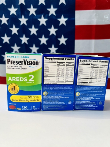 VIÊN UỐNG BỔ MẮT BAUSCH + LOMB PRESERVISION AREDS 2 FORMULA HỘP 120 VIÊN CỦA MỸ