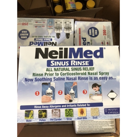 Bộ rửa mũi NeilMed Sinus Rinse 250 gói muối