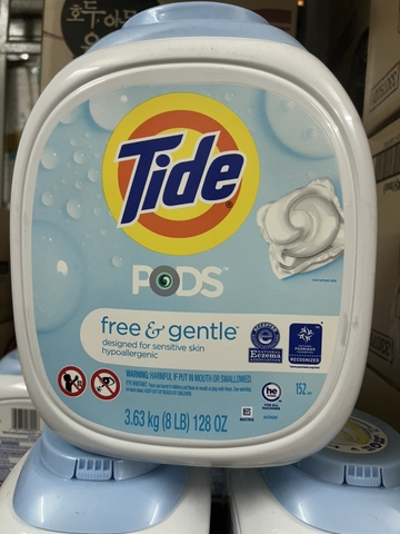 Viên giặt không mùi cho da nhạy cảm & em bé Tide Pods Free & Gentle 152 viên – 3.63kg