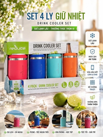 SET 4 LY GIỮ NHIỆT REDUCE DRINK COOLER SET (MỸ) – GIỮ LẠNH LÂU, THƯỞNG THỨC TRỌN VỊ