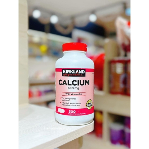 Viên uống Canxi Kirkland Calcium 600mg + D3 hộp 500 viên của Mỹ