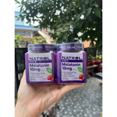 Kẹo dẻo giúp ngủ ngon Natrol Gummies Melatonin 10mg 90 viên vị dâu