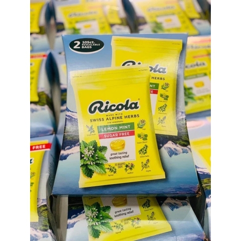 [date mới 08/2026] 1 gói Kẹo ngậm ho thảo dược ricola gói 105 viên của mỹ giảm ho, khàn giọng