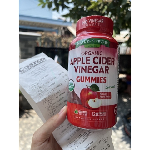 Date 11/2025 Kẹo dẻo giấm táo hữu cơ Nature's Truth Organic Apple Cider Vinegar 120 viên từ MỸ giả m mỡ giả m cân