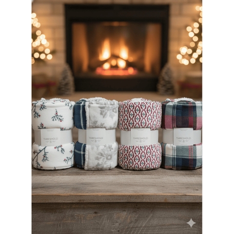 Chăn Throw Threshold –  127 × 152 cm (50 × 60 in) Siêu Mềm Mịn, Ấm Áp – Hàng Mỹ