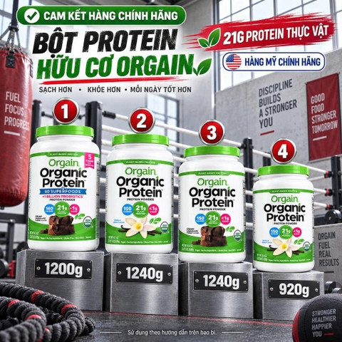 [HÀNG MỸ] Bột Protein Hữu Cơ Thực Vật Orgain Organic Protein Powder (Hộp 920g - 1200g - 1240g)