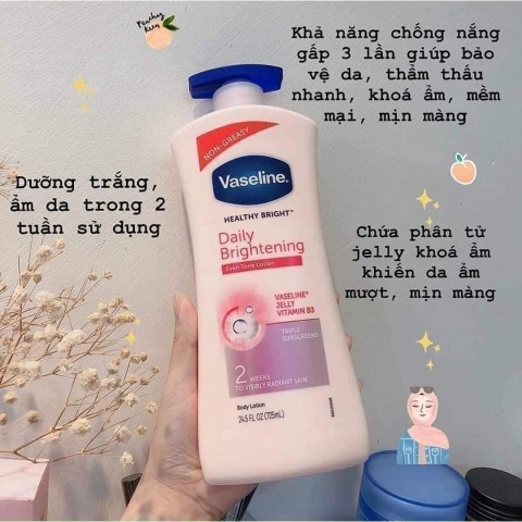 Sữa Dưỡng Thể Làm Trắng Da Dưỡng Ẩm Chống Nắng Vaseline Heathy White 725ml