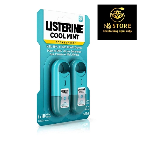 Set 2 chai Xịt thơm miệng Listerine Cool Mint PocketMist.  COMBO NHƯ HÌNH