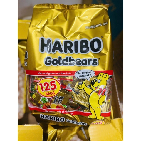 [CHÍNH HÃNG MỸ] Kẹo Dẻo Gấu Haribo Goldbears - Túi Multipack 125 Gói Nhỏ Tiện Lợi