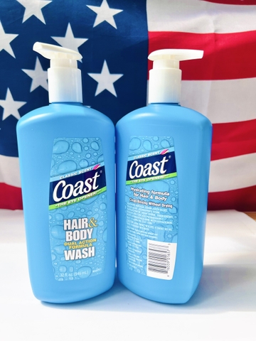 Sữa Tắm Gội cho Nam Coast Hair & Body có vòi của Mỹ 946ml chai lớn