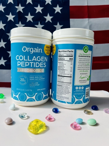 Bột Collagen Peptides + Probiotics Orgain 726g chính hãng của Mỹ