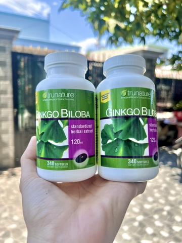 Viên Uống Hỗ Trợ Tuần Hoàn Não Trunature Ginkgo Biloba, 340 Softgels [Mẫu mới, Hộp 340 viên]