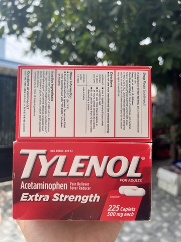 Viên uống Tylenol Acetaminophen Extra Strength 500mg 225 Caplets