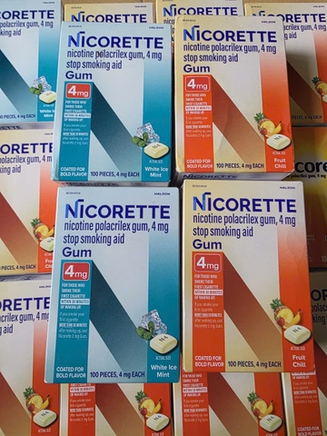 Kẹo cai thuốc Nicorette Gum Fruit Chill 4mg 100 viên