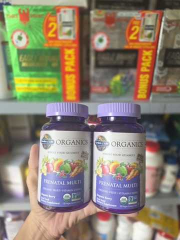 Kẹo Gum 120 viên Bổ Bầu Hữu Cơ Garden of Life ORGANICS Prenatal Multi - Whole Food Gummies