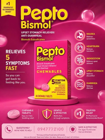 Viên Nhai Pepto Bismol Chewables – Giải Pháp 