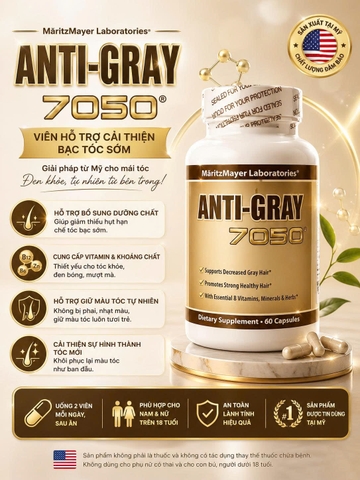 Anti Gray Hair 7050 – Giải Pháp Hoàn Hảo Cho Mái Tóc Đen Bóng Tự Nhiên (Hộp 60 viên)