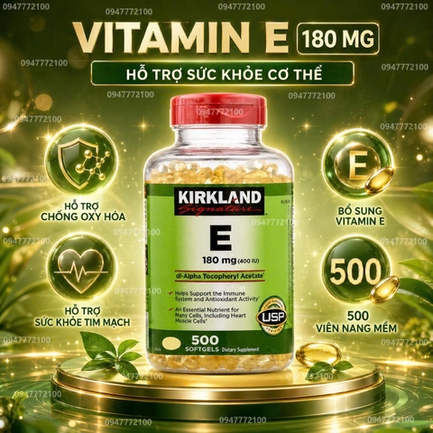 Vitamin E Kirkland Signature 400 IU - Bí Quyết Trẻ Hóa Làn Da & Tăng Cường Sức Khỏe (500 Viên)