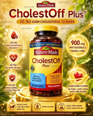 Nature Made CholestOff Plus - Giải Pháp Giảm Cholesterol Tự Nhiên & Bảo Vệ Tim Mạch (210 Viên)
