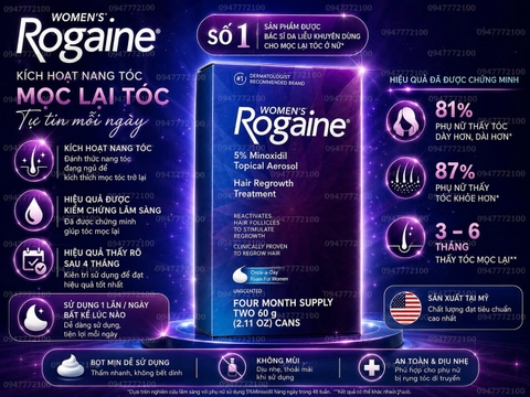 Women's Rogaine 5% Minoxidil Foam - Giải Pháp Mọc Tóc Chuyên Biệt Cho Nữ Giới (Hộp 2 Chai)