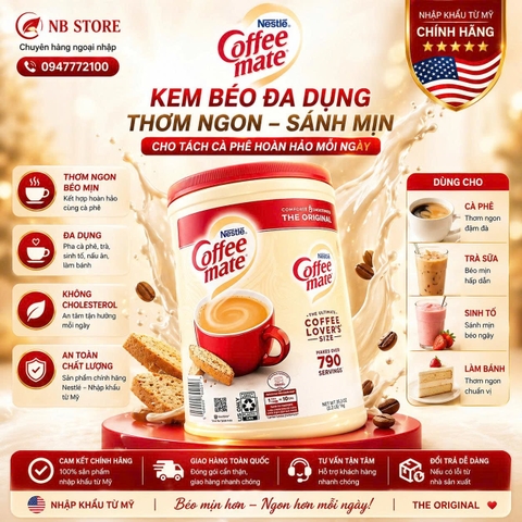 Bột Kem Pha Cà Phê Nestlé Coffee-mate The Original - Bí Quyết Cho Ly Cà Phê Thơm Béo Hoàn Hảo (1.5kg)