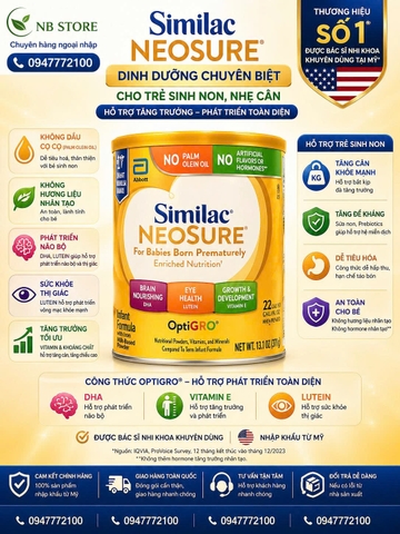 Similac NeoSure - Giải Pháp Dinh Dưỡng Chuyên Biệt Cho Bé Sinh Non & Nhẹ Cân (371g)