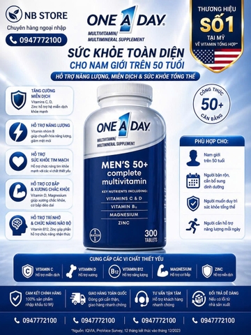 One A Day Men's 50+ Healthy Advantage - Giải Pháp Sức Khỏe Toàn Diện Cho Nam Giới Trên 50 Tuổi (300 Viên)