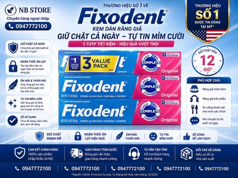 Kem Dán Hàm Giả Fixodent Complete Original - Giữ Hàm Chắc Chắn, Tự Tin Giao Tiếp Suốt 24 Giờ (1Tuýp)