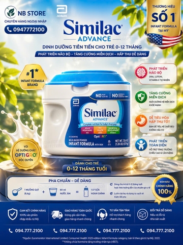 Sữa Bột Similac Advance 584g – Cho Bé Từ 0 Đến 12 Tháng Tuổi | Hỗ Trợ Phát Triển Não Bộ & Thị Lực