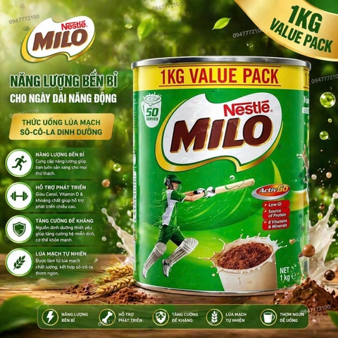 [CHÍNH HÃNG ÚC] Sữa Bột Nestle Milo ÚC Activ-Go – Lon 1kg