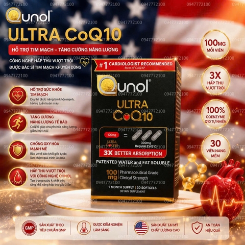Viên uống hỗ tim mạch ngăn ngừa tai biến - đột quỵ Qunol Ultra Coq10 100mg 30 vien
