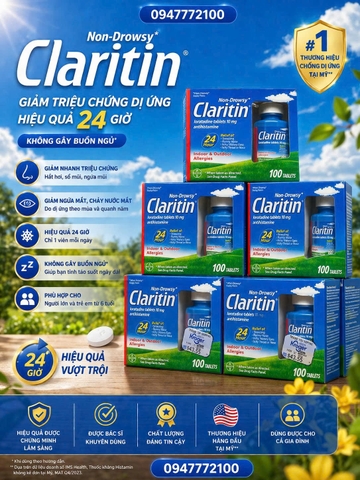 Thuốc Hỗ Trợ Dị Úng Claritin Non-Drowsy 24 Hour – Hộp 100 Viên