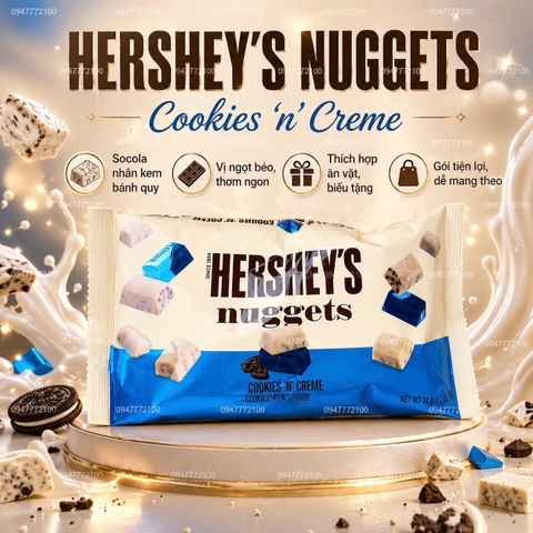 Kẹo Socola Hershey's Nuggets Cookies 'N' Creme – Gói 286g