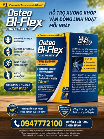 Viên Uống Hỗ Trợ Xương Khớp Osteo Bi-Flex Joint Health Triple Strength + Vitamin D 150 viên